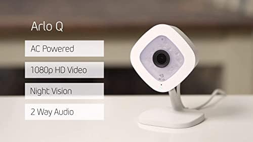 Arlo Q - Wired, 1080p HD מצלמת אבטחה | חזון לילה, מקורה בלבד, שמע דו כיווני | אחסון ענן כלול | עובד עם אלכסה